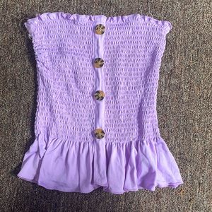 Purple tube top with ruffles at bottom